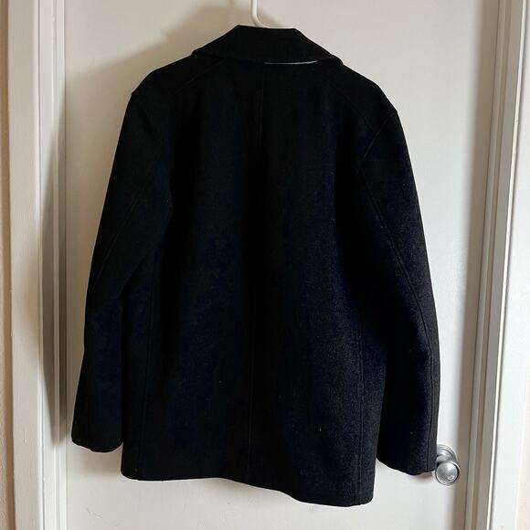 Nautica Pea Coat Mens Medium Classic Double Breasted Black Wool Blend Casual - Picture 2 of 9